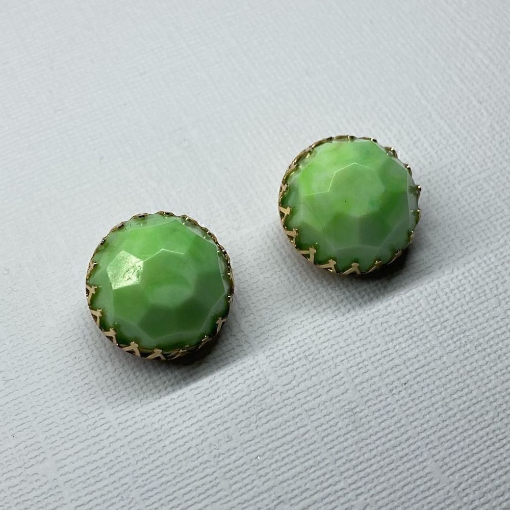 🇭🇰*Hong Kong* Stamped Vintage Geometric Celluloid Clip On Earrings